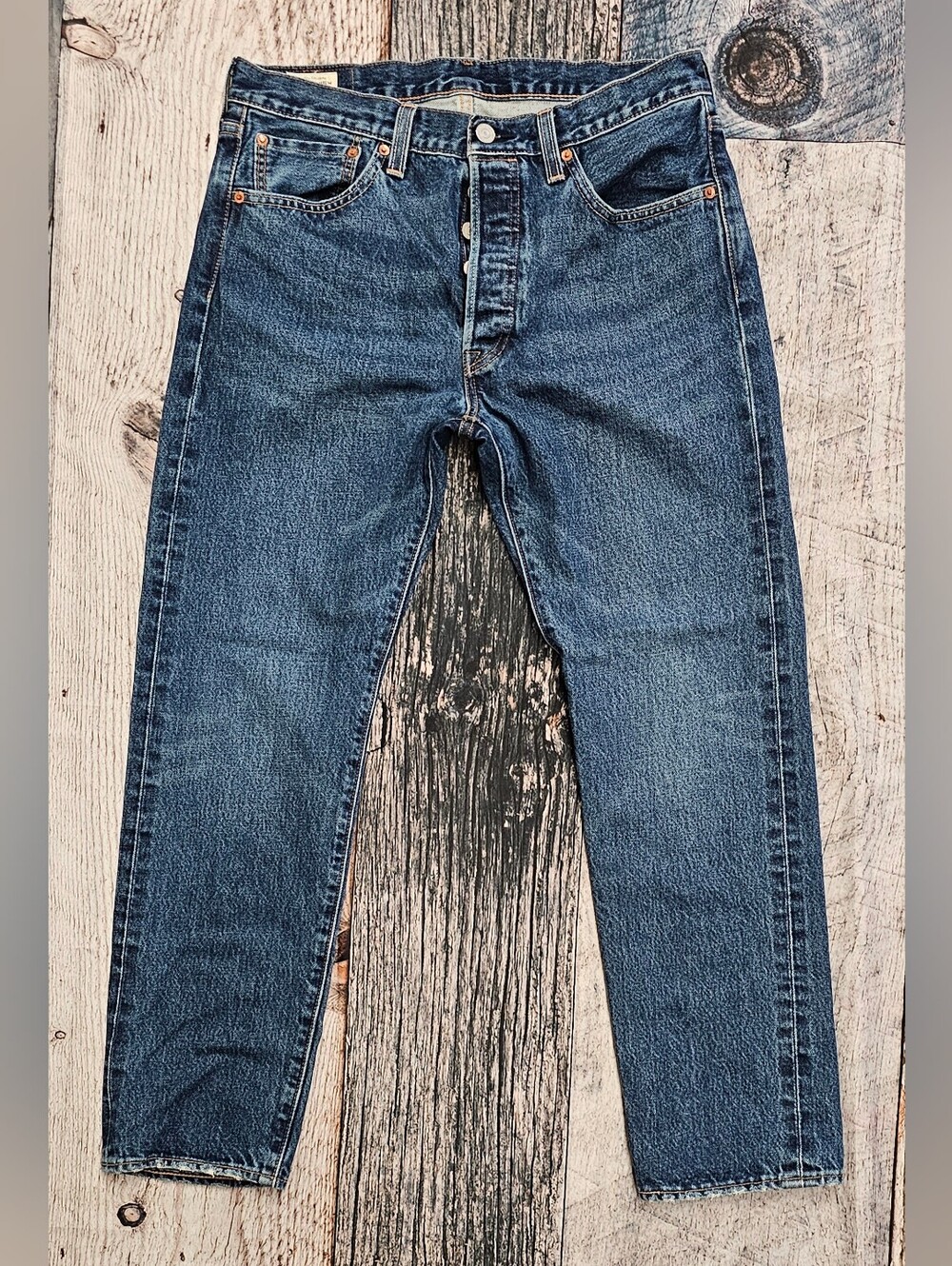 Levi's 501 ST Selvedge Jeans 33x28 Blue Premium Denim Button Fly Straight Leg